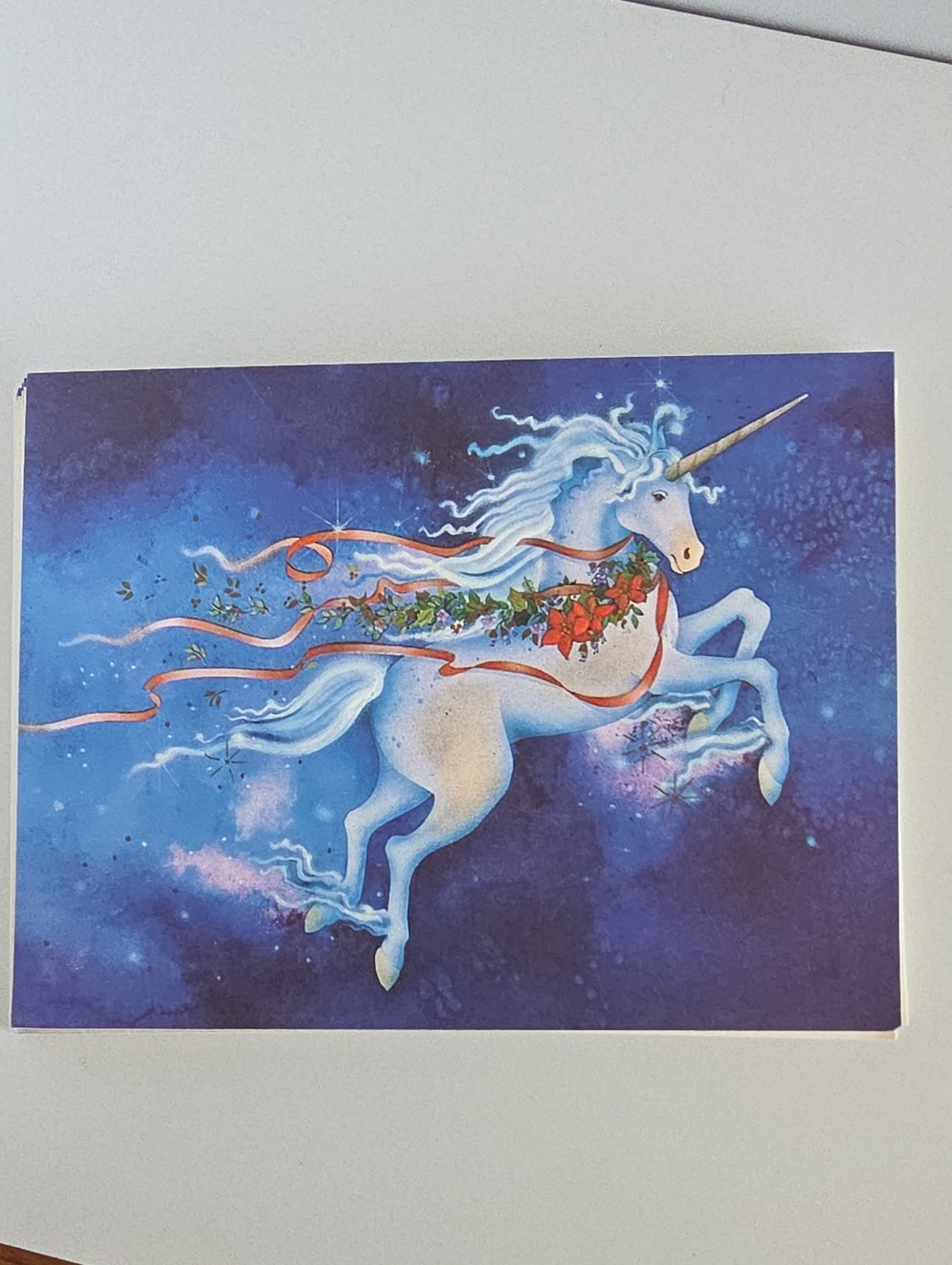 Vintage Carlton Cards Christmas Cards Unicorn “Christmas Magic” Quantity Of 7